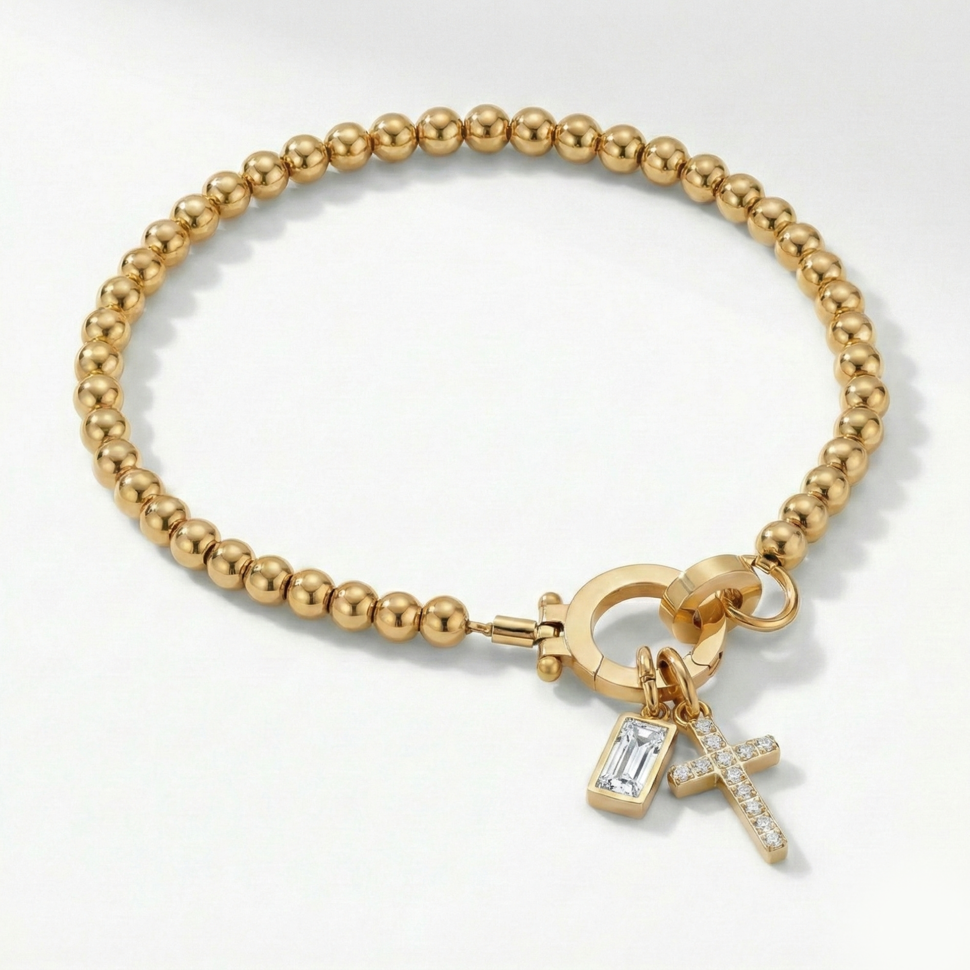 AX Perlen-Geburtsstein-Kreuzanhänger-Armband