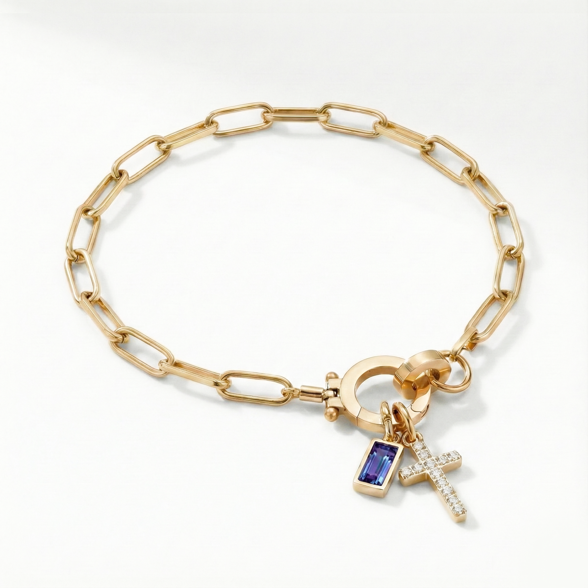 AX Büroklammer-Geburtsstein-Kreuzanhänger-Armband