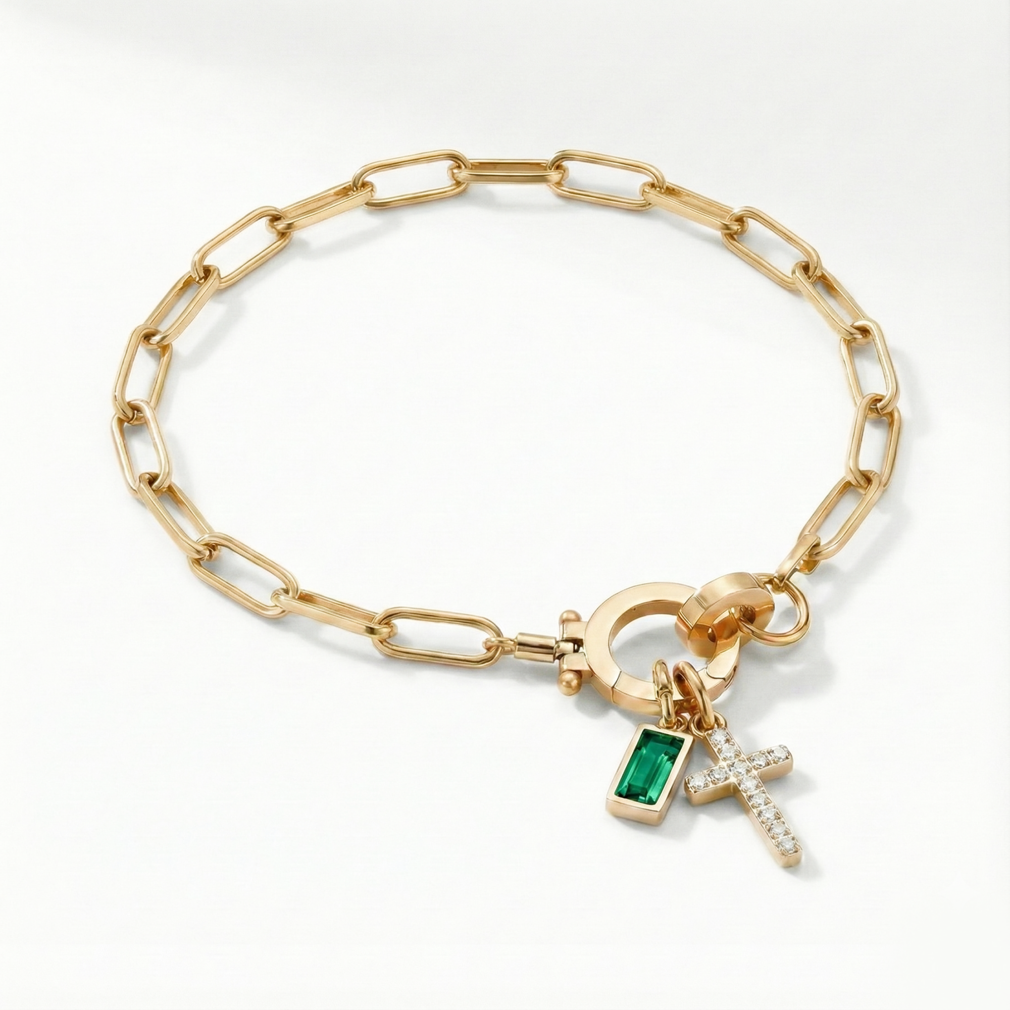 AX Büroklammer-Geburtsstein-Kreuzanhänger-Armband