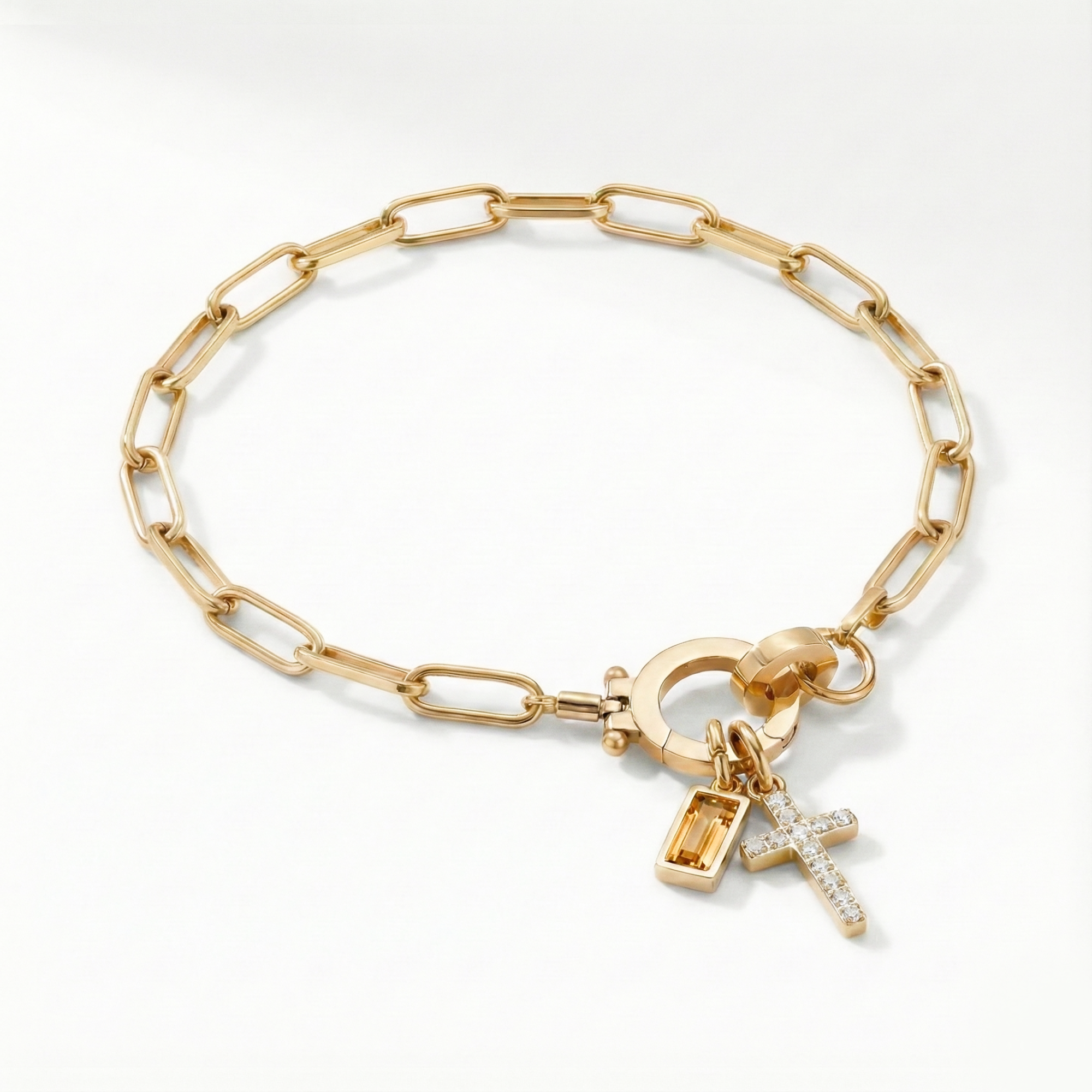 AX Büroklammer-Geburtsstein-Kreuzanhänger-Armband