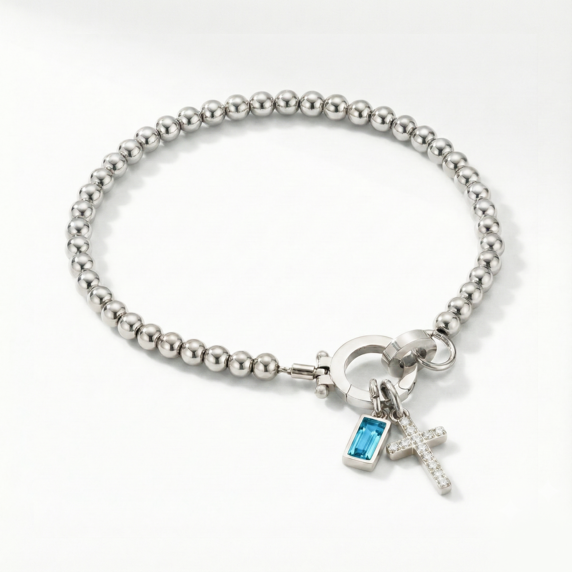 AX Perlen-Geburtsstein-Kreuzanhänger-Armband